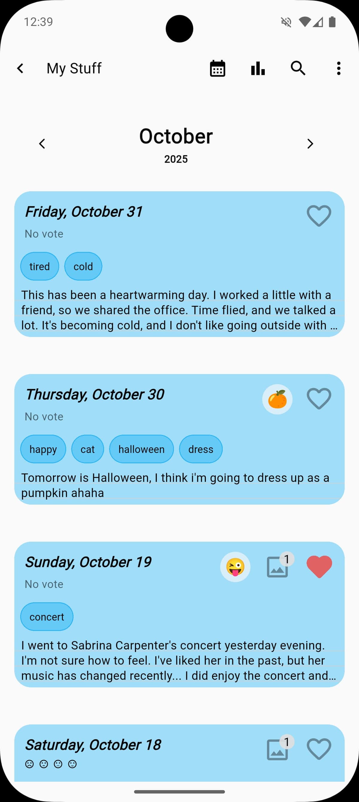 Day Tags Feature - Tag List
